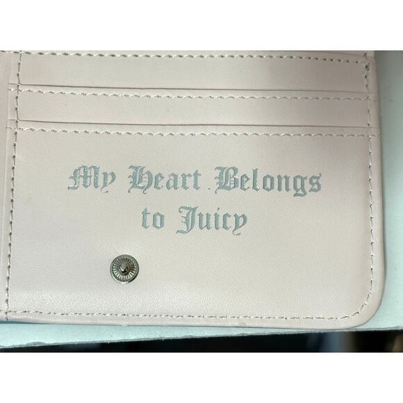 Juicy Couture Wallet Denim Rhinestone JC Logo Zip Around Charm Bling Blue Y2K - Picture 6 of 7